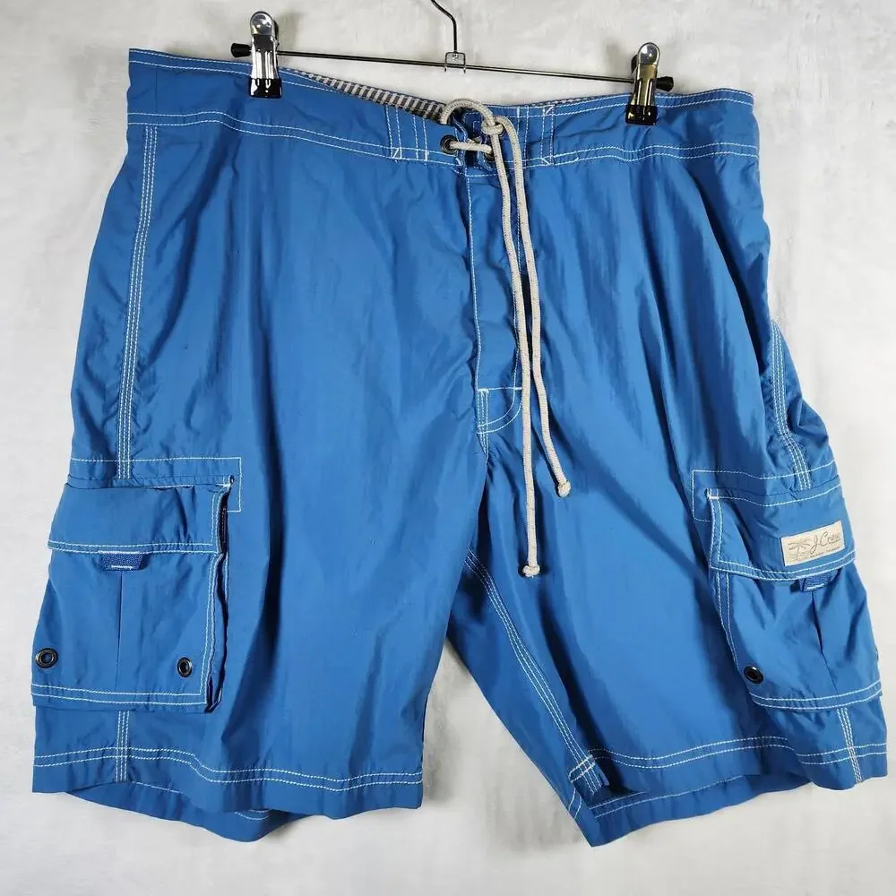 J Crew Blue Nylon Board Shorts Size 36‎ Swim Trunks